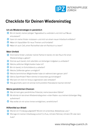 Checkliste Wiedereinstieg
